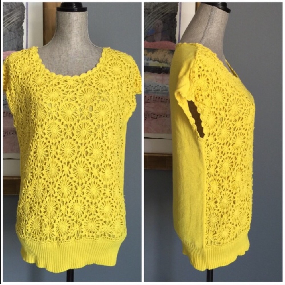 Joseph A Yellow Crochet Top